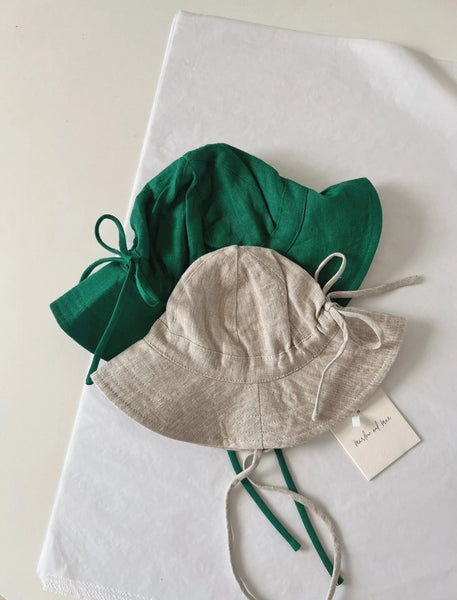 Baby Hat - Green - 100% Stonewashed Linen