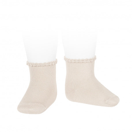CONDOR SHORT SOCK WITH PATTERNED CUFF LINEN 304