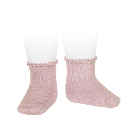 CONDOR SHORT SOCK WITH PATTERNED CUFF PALE ROSA 526