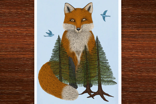 Fox in the Woods A4 Art Print